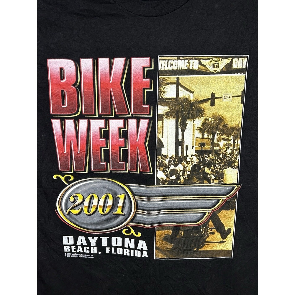 Daytona Beach Bike Week T-Shirt L Hanes Heavyweight Cotton Motorcycle Biker 2001